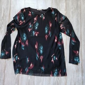 Fairhope Black Floral Pleated Mini Dress Vintage 70s Inspired Size Medium